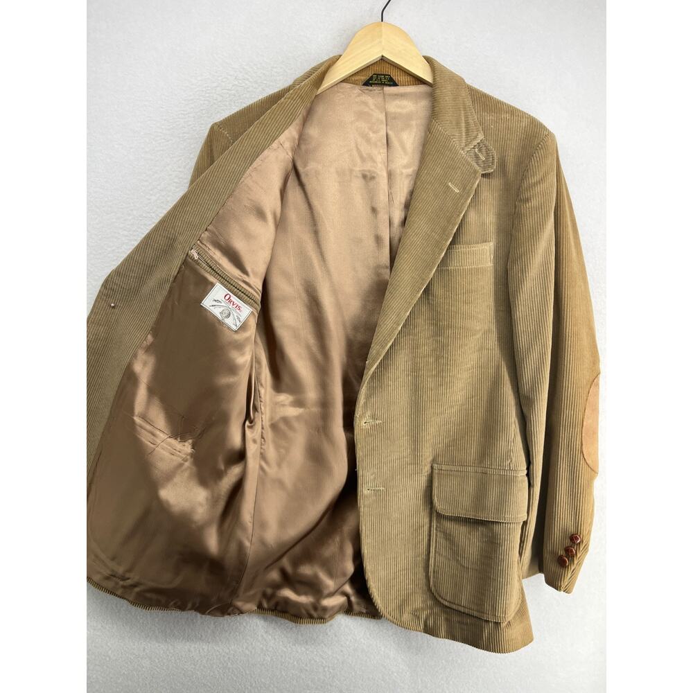 ORVIS Blazer Mens 40 Corduroy Sport Coat Jacket Elbow Patch 3 Button Brown - Picture 7 of 16